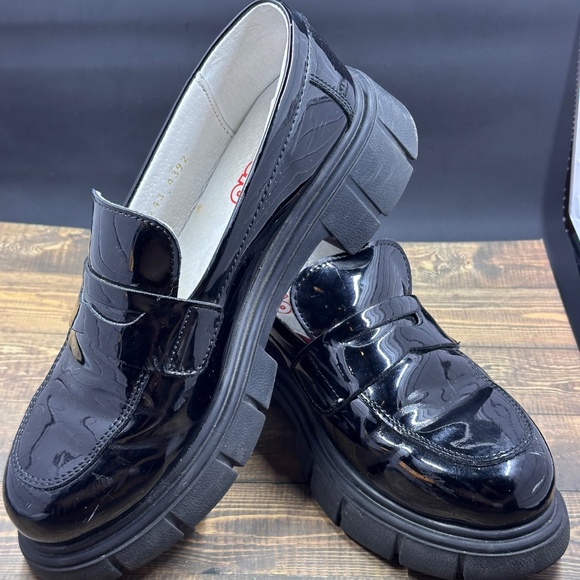 Black Patent Chunky Loafers - Picture 4 of 7